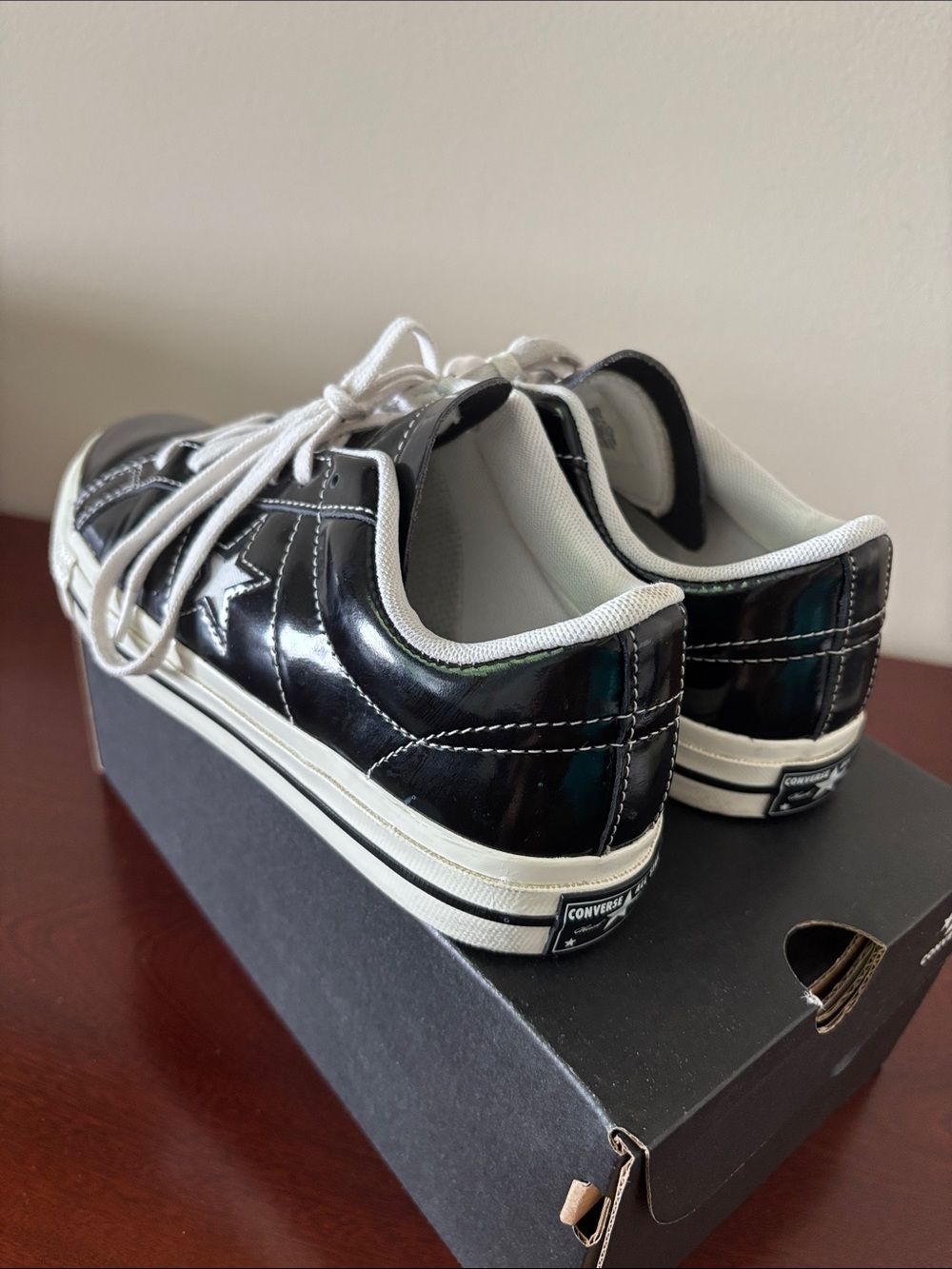 Converse women’s One Star Ox patent leather black unisex sneakers sz.7.5 - Picture 6 of 16